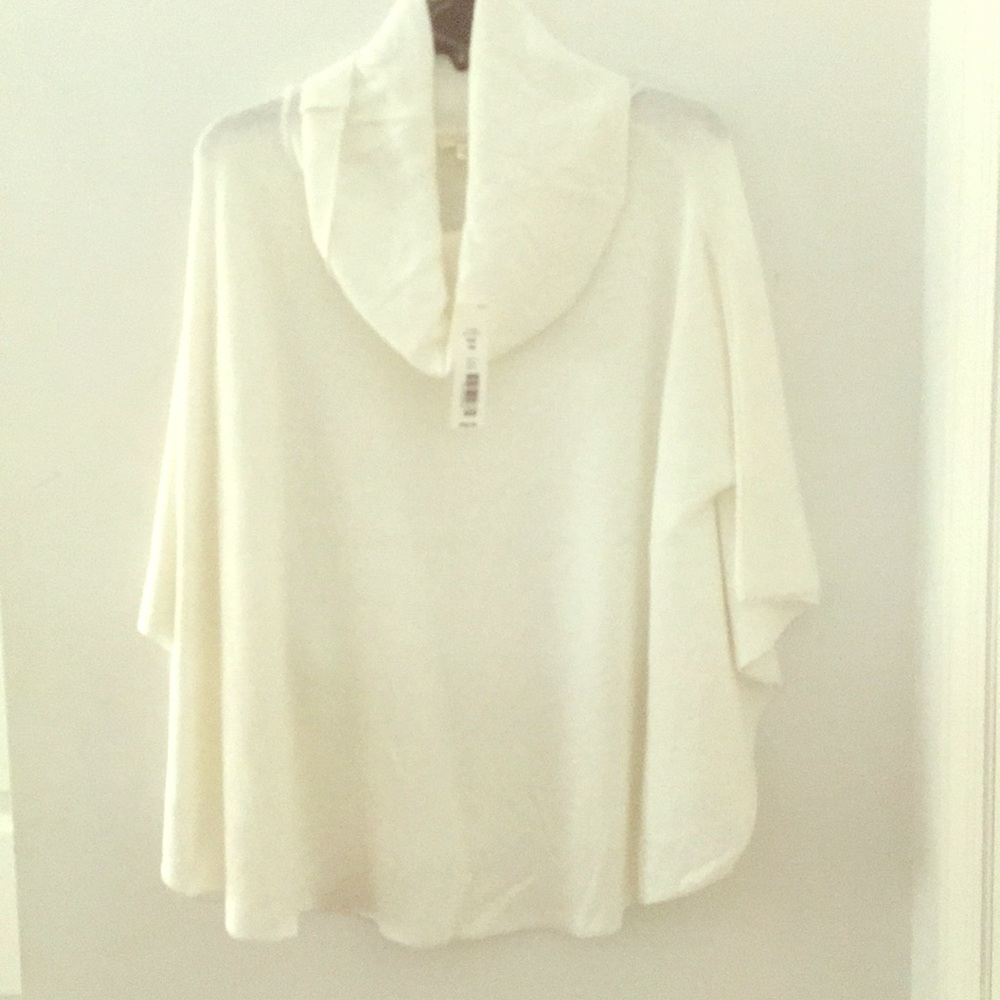 Ivory Acrylic Knit Poncho